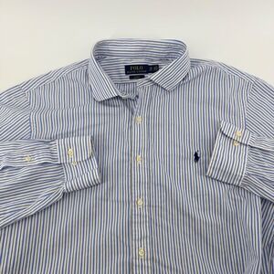 Polo Ralph Lauren Slim Fit Striped Button Down Shirt 18 36/37 Blue White Mens